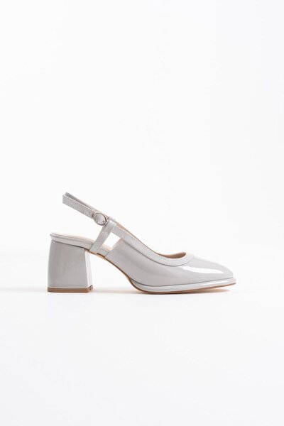 Generic Brand Gray Patent Leather Women's Heeled Shoes Tr18Ms17C