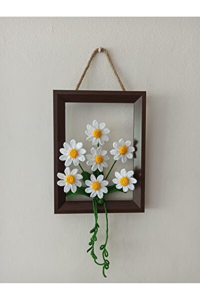 Bloom Hediye El Yapımı Örgü Papatya Çerçeve – Dekoratif Duvar Aksesuarı