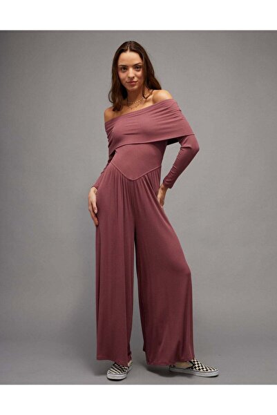 AMERICAN EAGLE AE Soft & Sexy Long-Sleeve V-Neck Jumpsuit