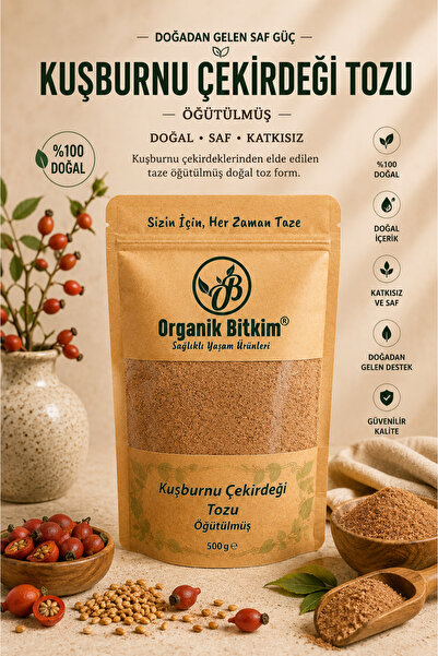 OB Organik Bitkim Kuşburnu Çekirdeği Tozu (ÖĞÜTÜLMÜŞ) 500 gr