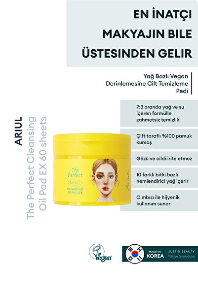 Ariul The Perfect Çift Taraflı Makyaj Temizleme Pedi 60 Adet|Arındırıcı, Neml...