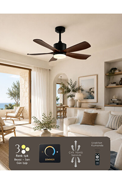 Hoogar German Brown+Black 2026 Yeni Compact Tasarım 105 CM 5 Kanatlı DC Sessi...