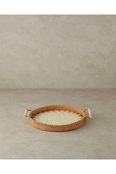 English Home Beatrice Sedefli Rattan Tepsi Kahverengi