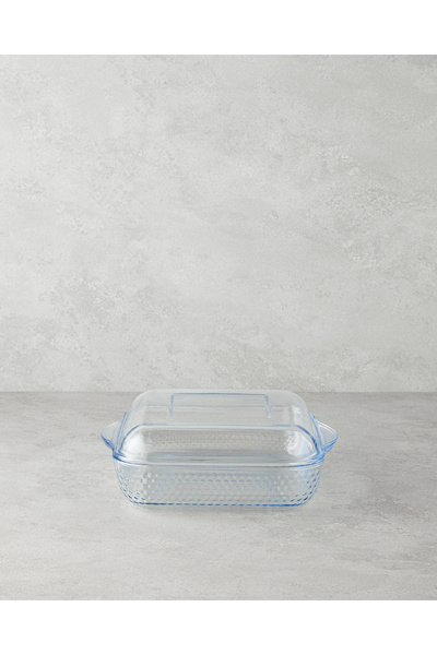 English Home Bake&Serve Cam Kapaklı Kare Fırın Kabı 24x21,5 cm Şeffaf