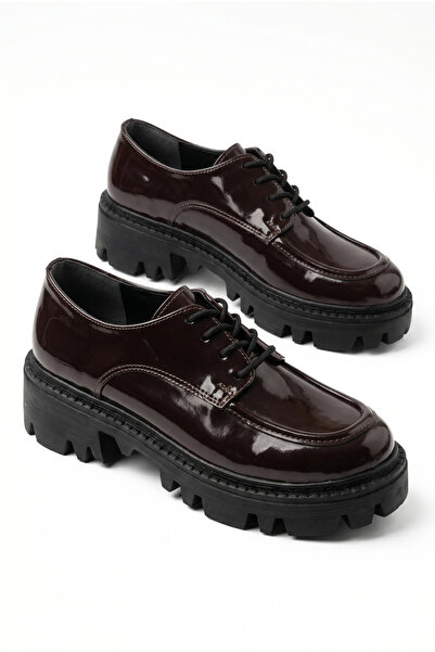 v.s.h velvet Mocasnic cu șireturi din piele lăcuită de damă, pantofi casual d...