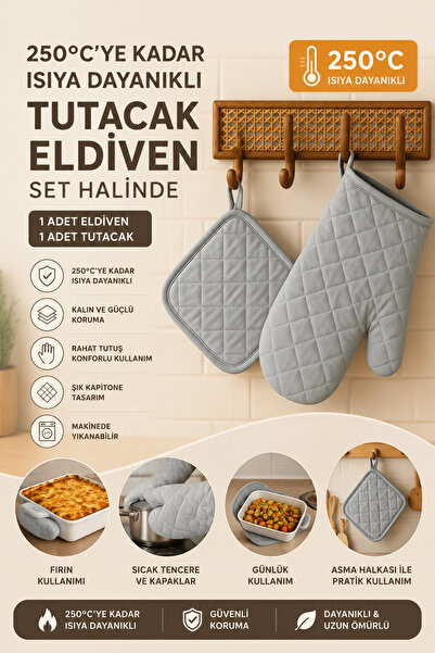 Miabella Home Fırın Eldiveni Fırın Tutacağı Premium Isı Geçirmez Mutfak Eldiv...