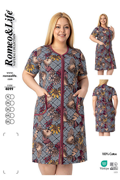 ROMEO LİFE Women's Plus Size 100% Cotton Combed Fabric Zippered Summer Dress ...