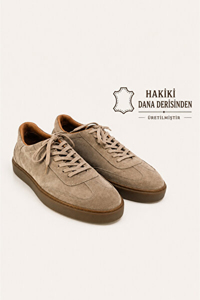 VARNAS Bruno Erkek Hakiki Deri Süet Sneaker - Bej Günlük Casual Ayakkabı