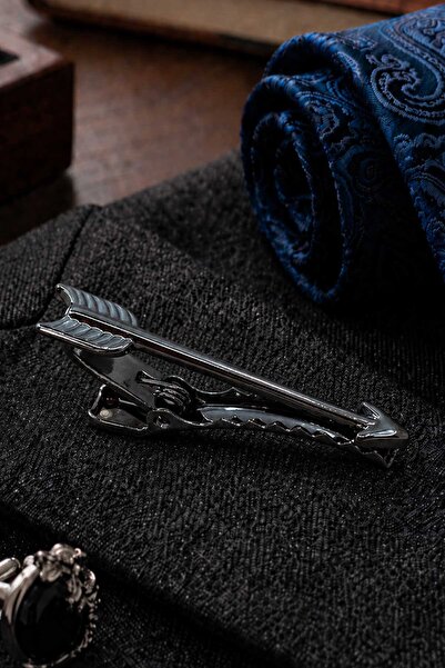 Arrow Motif Smoked Color Tie Clip Cut717
