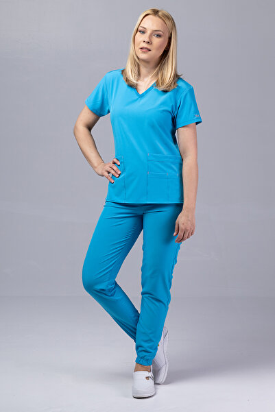 tag Costum medical PREMIUM EVA pentru femei, albastru ocean