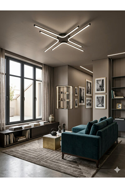 Zeya Lighting Yüksek Aydınlatmalı Kuzey Yıldızı Model Siyah Tavan Plafonyer L...