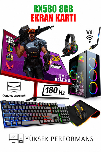Dmc N188x Windows 11 Ryzen 5 5500,32GB,500GB HDD,256GB SSD,RX580,24''180hz Oy...