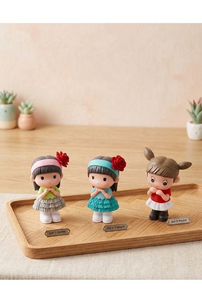 Şirin 2 li Mini Kız Figürü Dekoratif Biblo Seti (5 cm)