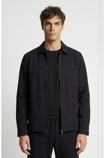 Network Siyah Slim Fit Cep Detaylı Dış Gömlek