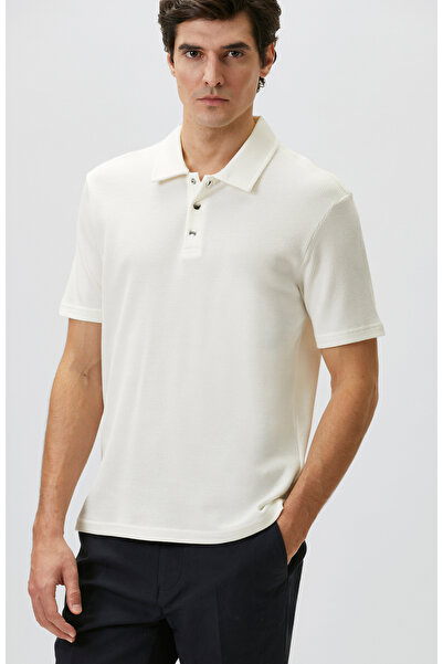 Network Slim Fit Beyaz Polo Yaka Waffle T-shirt