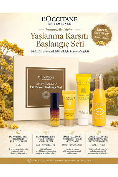 L'Occitane Immortelle Divine Cilt Bakımı Başlangıç Seti, Yaşlanma Karşıtı, 4'...