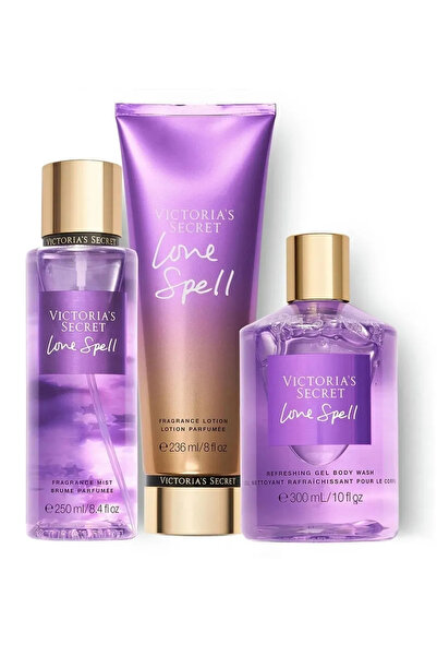 Victoria's Secret رذاذ عطري لوف سبيل، لوشن للجسم وجل استحمام