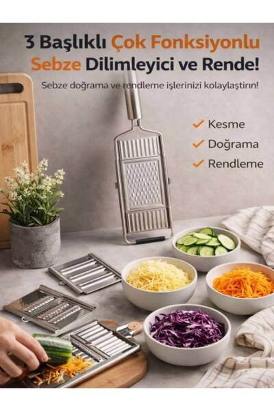 GRATER Yeni Nesil Rende ve Doğrayıcı Seti – 3 Bıçaklı