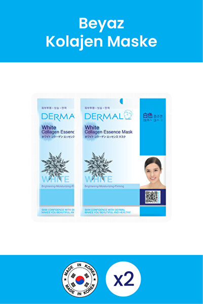 Dermal 2 Pieces White Collagen Mask Set - Brightening, Moisturizing and Firming