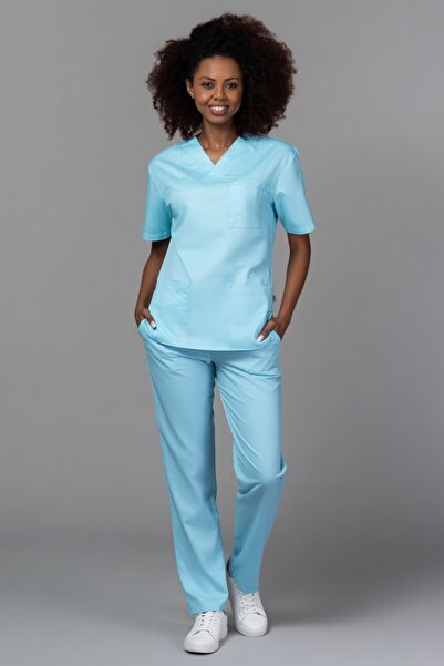 tag Costum medical pentru femei New Cotton Stretch, Aqua