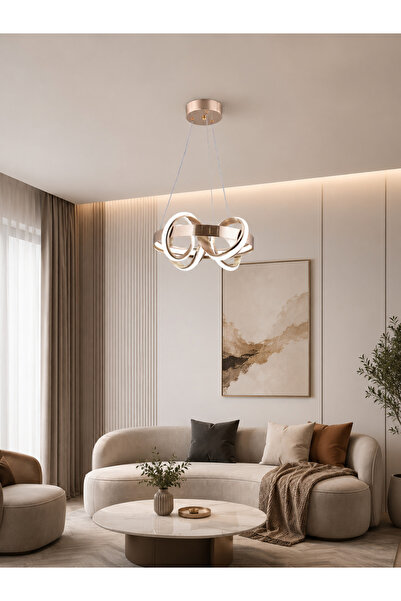 GUSTO LİGHTİNG HERA MODERN GOLD LED SARKIT AVİZE,3 RENK YANABİLEN MODERN AVİZ...