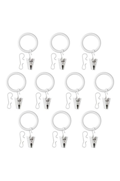 IKEA Set inele pentru perdele, alb, 25 mm, 10 bucăți