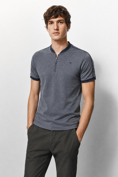 Madmext Antracitové pánské tričko Polo Neck 9281