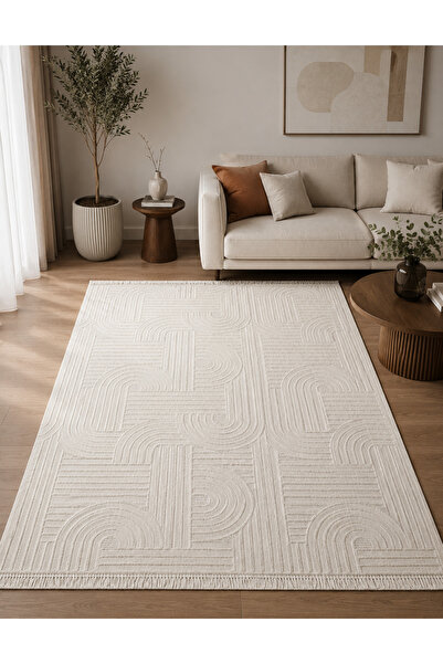 akbel halı & yatak exclusive home design Dizayn 1090 Krem Bohem, Modern Geome...