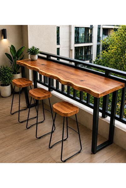 MODERN LİFEE DOĞAL KENAR DOĞAL AHŞAP ÖZEL TASARIM BAR/KAHVE MASASI