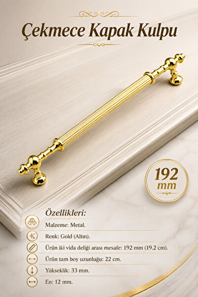 NZB Mobilya Çekmece Mutfak Dolabı Dolap Kulpları Kulbu Kulpu Altın Gold Metal...