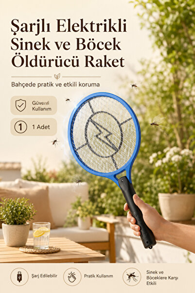 Anadolu Saray Şarjlı Elektrikli Sinek ve Böcek Öldürücü Raket 1 Adet Güvenli ...