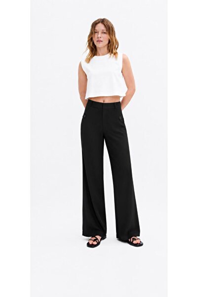 RESSHO High Waist Pocketed Polyviscon Palazzo Pants – Stylish Women's Trouser...