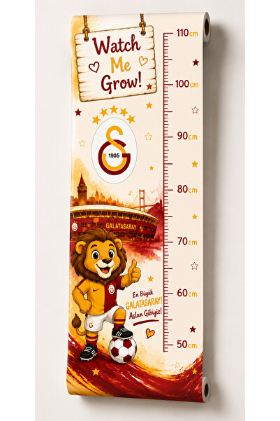 MaisonVelinCo Galatasaray Temalı Çocuk Boy Ölçer Duvar Stickerı Aslan Figürlü...
