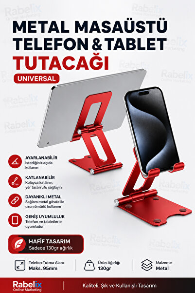 Rabelix Online Marketing Metal Desktop Phone and Tablet Holder Foldable Adjus...
