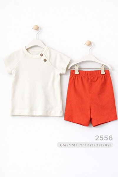 For My Baby Shoulder Buttoned T-Shirt-Shorts 2-Piece Set