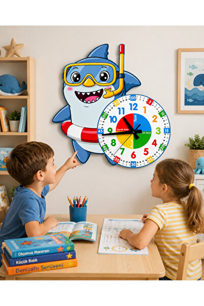 karbonsoft Sevimli Dalgıç Köpek Balığı Montessori Çocuk Odası Eğitici Ahşap D...
