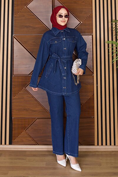 Missvalle Luna Denim Suit Dark Blue 19299