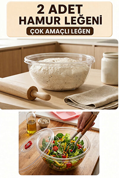 Akyüz Plastik 2 Pieces Multi-Purpose Transparent Kitchen Container for Dough ...