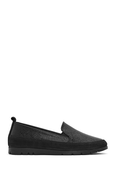 Derimod Kadın Siyah Simli Deri Ayakkabı, Konfor Loafer 26PFD1500SM