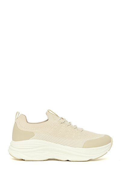 Derimod Zero Kadın Krem Kalın Tabanlı Bağcıklı Kumaş Sneaker 26PFE49536F