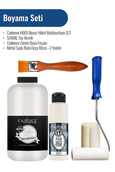 Cadence Cadence Mutfak Boyama Seti 2 Litre Beyaz Boya 500 ml Taş Vernik Ipek ...