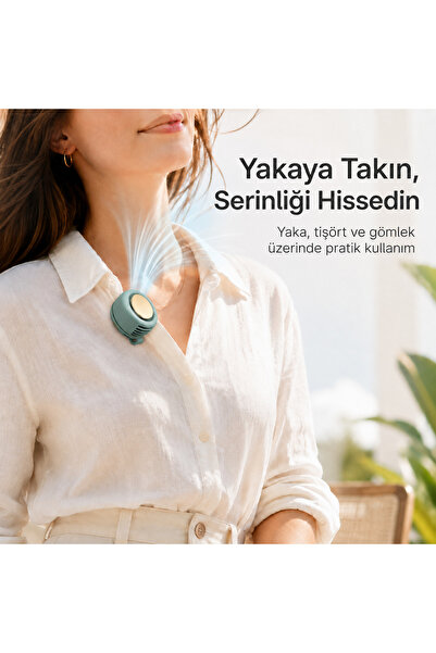 MİNUZ Mini Fan Taşınabilir USB Şarjlı Klipsli Yaka Fanı Portatif Sessiz El Va...