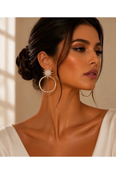 DESİGNEDBYD Zirconium Stone Brilliant Circle Sirius Modern Design Earrings