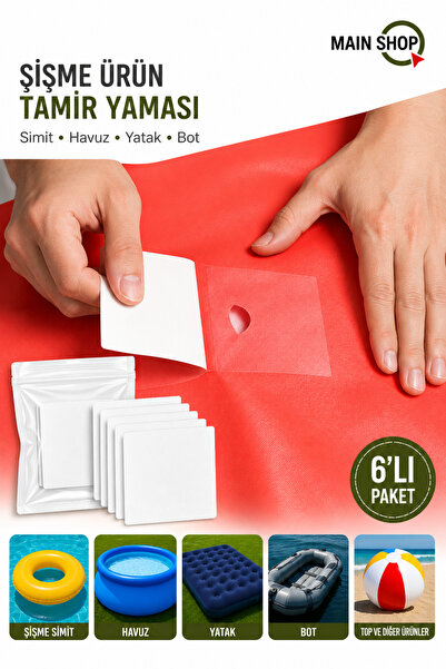 MAİN SHOP 6’lı Paket Su Geçirmez Şişme Havuz, Bot ve Yatak Tamir Yaması - Güç...