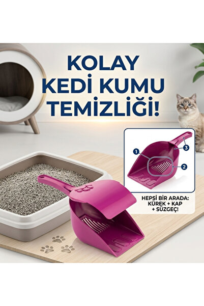 Harika bir ev Covered Cat Litter Shovel Purple