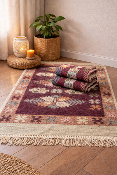 OEM Set de 3 covoare tradiționale țesute, față-verso, 60x90 cm, rosu, con de ...