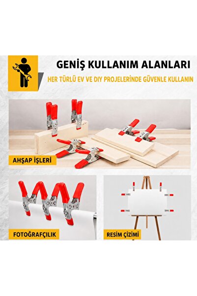 Hephaistos 6 Adet Ağır Hizmet Tipi Metal Yaylı Mandal Metal Mengene İşkence K...