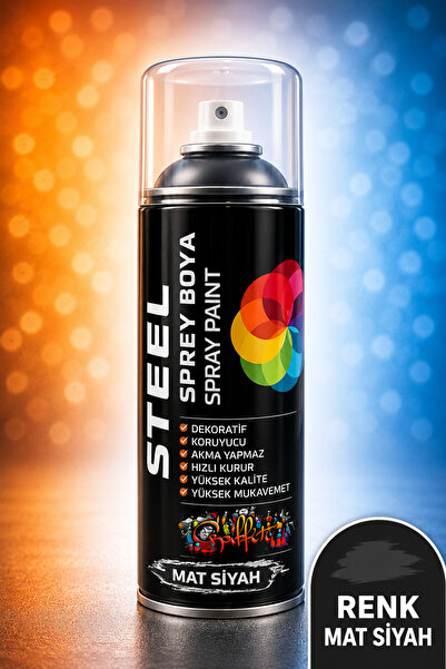TBYSHOP Mat Siyah Sprey Boya 400 ml Dekoratif Boya Graffiti Duvar Boyası Mobi...