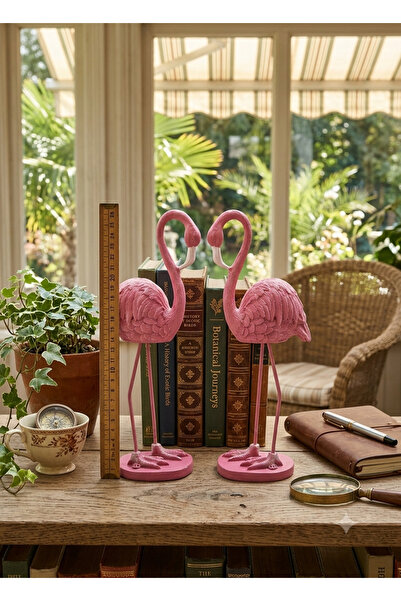 Dekoromi Dekoratif Lüks Flamingo Obje Biblo Seti (2 Parça) (25x14cm)