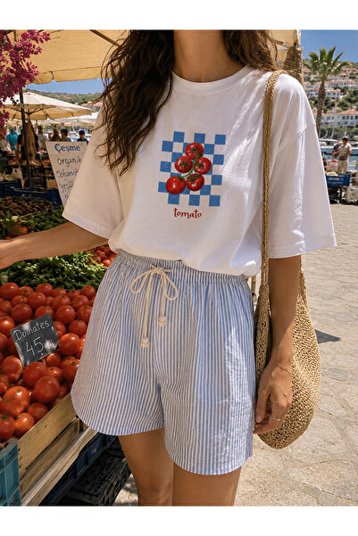 Generic Brand Tricou unisex alb oversize Tomato Picnic